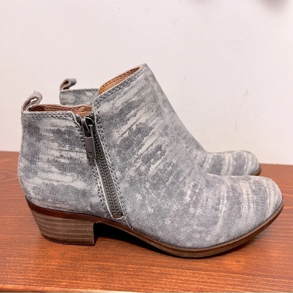 Lucky Brand Basel Ankle Leather Suede Gray Space Dye Bootie 6